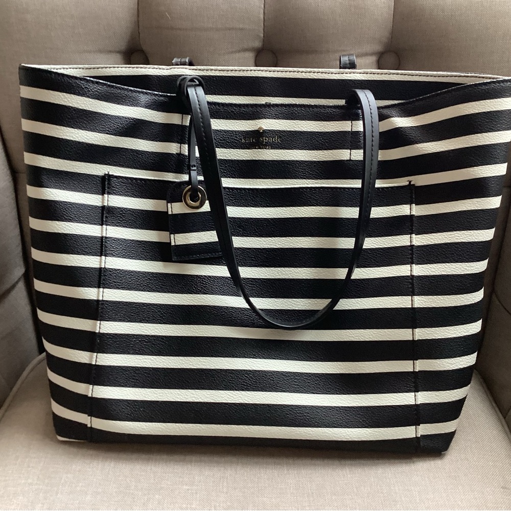 Kate Spade Black and White striped Tote Bag